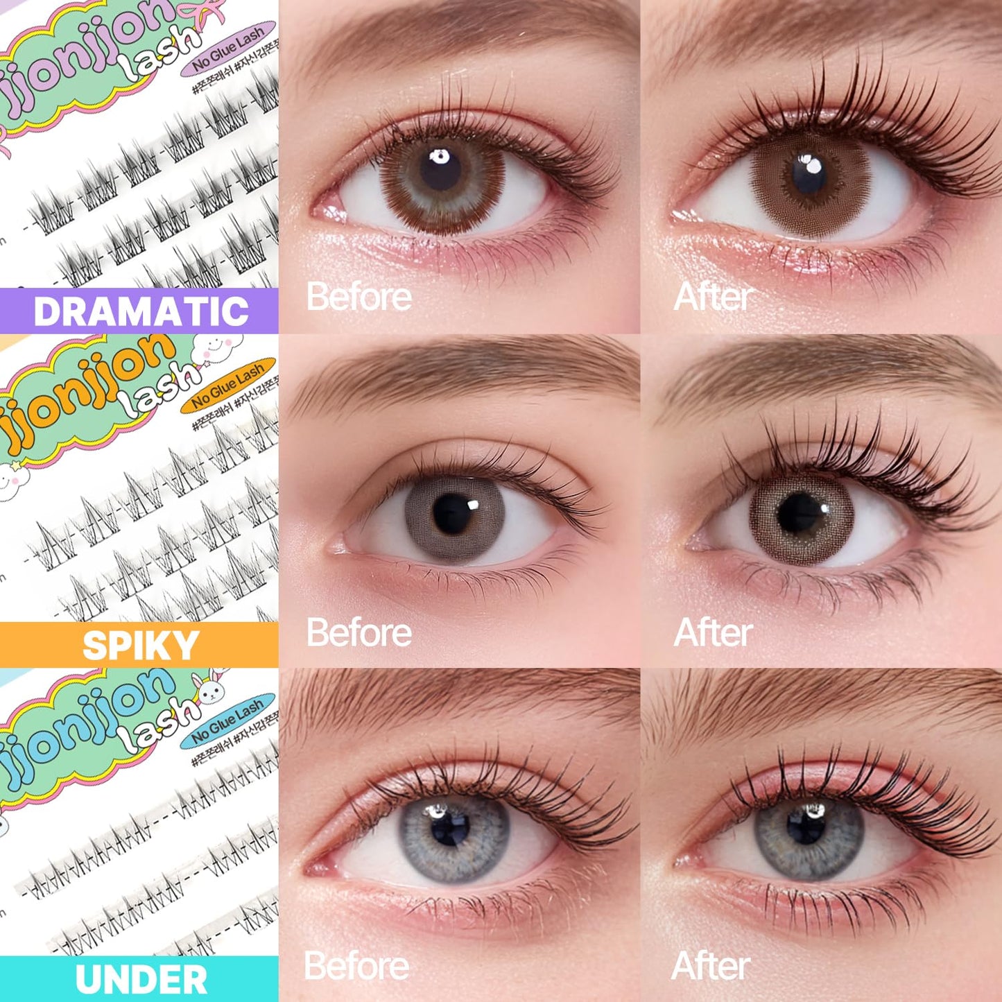 Korean Self Adhesive Lash Clusters Under No Glue Press On Pre Bond Lash Clusters Fluffy Self Adhesive False Eyelashes No Glue Needed Reusable Wispy Eyelash Extensions