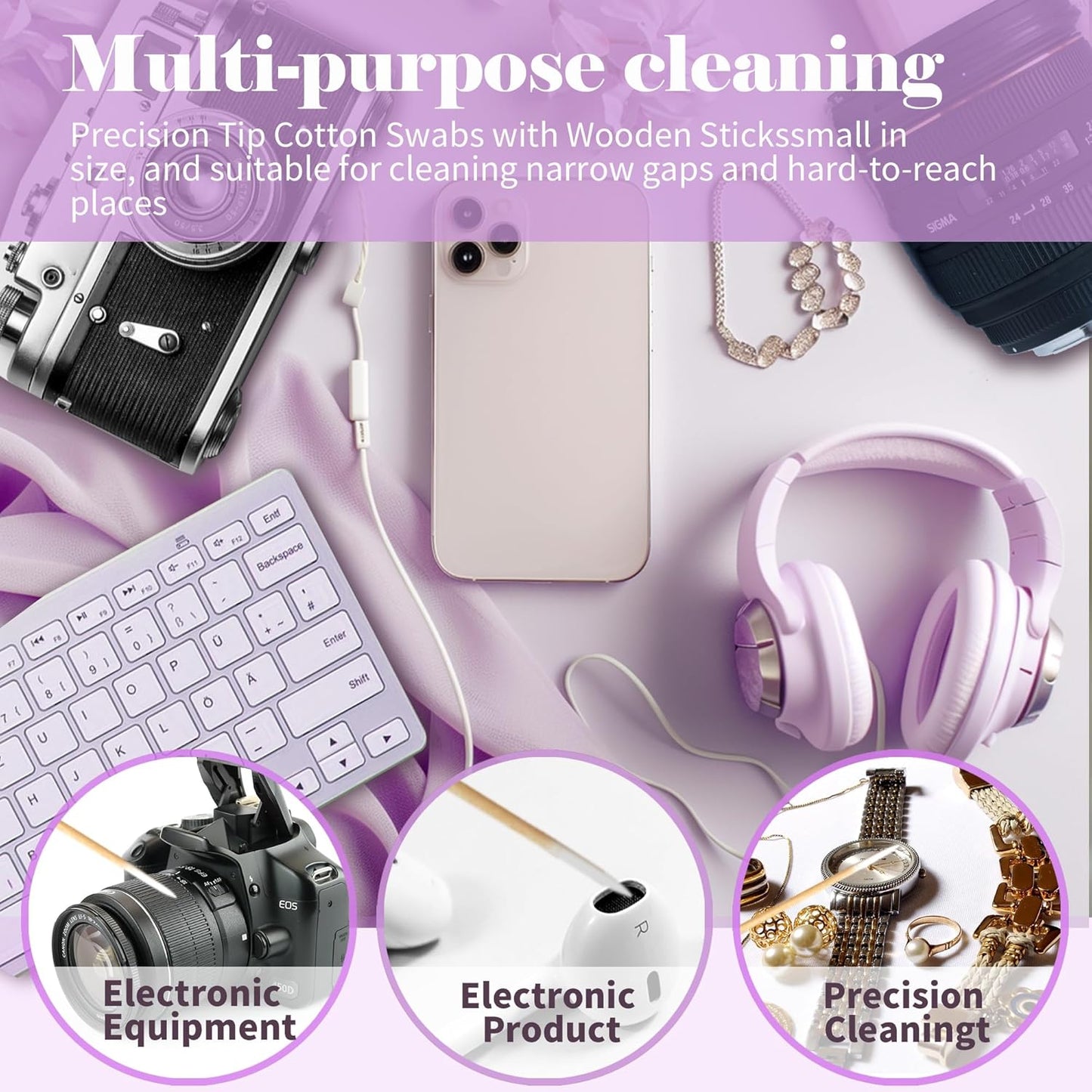 1000PCS Pointed Cotton Swabs - Precision Tip Cotton Swabs - 4 Inch Microblading Cotton Swabs - Microblading Cotton Buds for Eyebrow Eyelash Extensions, Makeup, Nails, Tattoo Permanent Supplies(PINK)