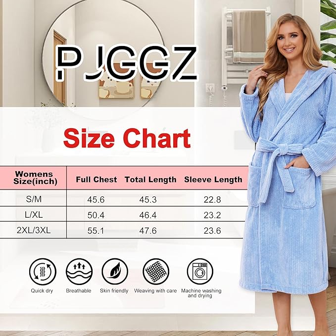 Hooded Bathrobes for Women, Soft Long Towel Robes for Women - Quick Dry yet Warm