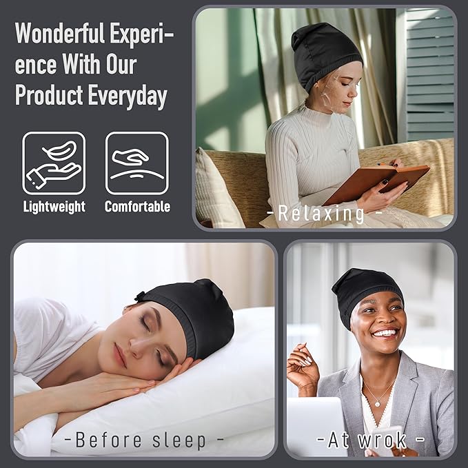 Castor Oil Pack Wrap for Head,Elastic and Reusable Hat Organic Cotton for Women Sleeping,Double Waterproof Layers Castor Patch Kit for Thinning, Balding, Dry and Damaged Hair