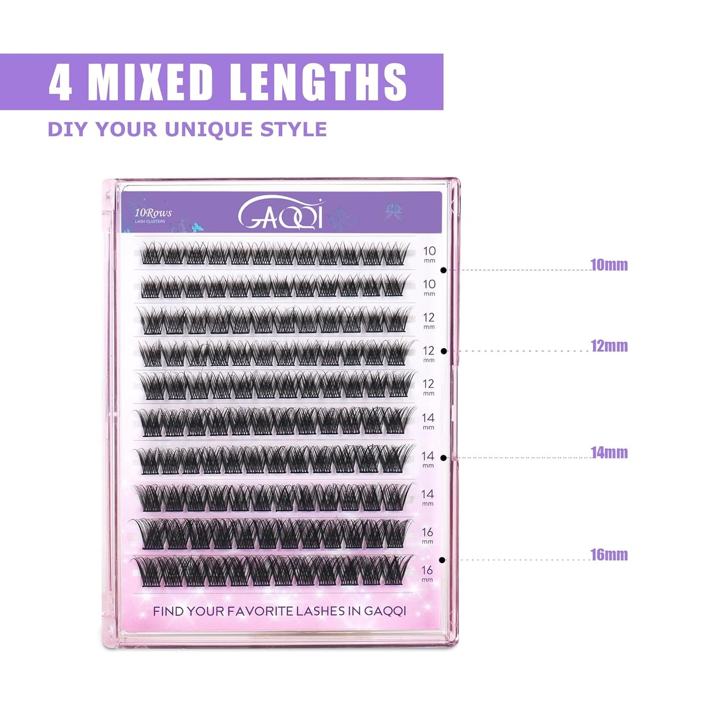 GAQQI Lash Clusters, Eyelash Clusters 120PCS C Curl Individual Lashes, Wispy Cluster Eyelash Extension 10-16mm Mixed Length, Natural Looking Cluster Lashes (GQ03, C Curl, 10-16mm)