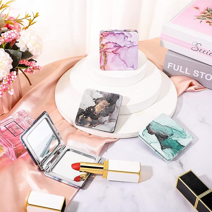 Cindeer 20 Pcs Compact Mirror Bulk Small Purse Portable Pocket Hand Double Sided Magnifying Makeup Mirror Square with 2X 1x Magnification for Girls Woman Mother Travel