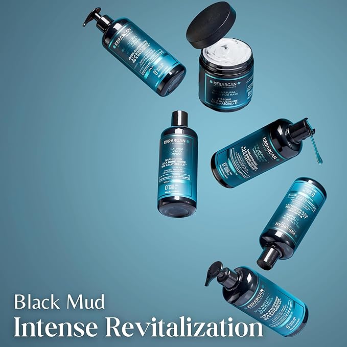 KERARGAN - Revitalizing Hair Mask with Dead Sea Black Mud - Intense Vitality for Oily Hair & Irritated Scalp - Purifies & Enhances Elasticity - Sulfate-Free, GMO-Free, Mineral Oil-Free - 16.9 Fl oz