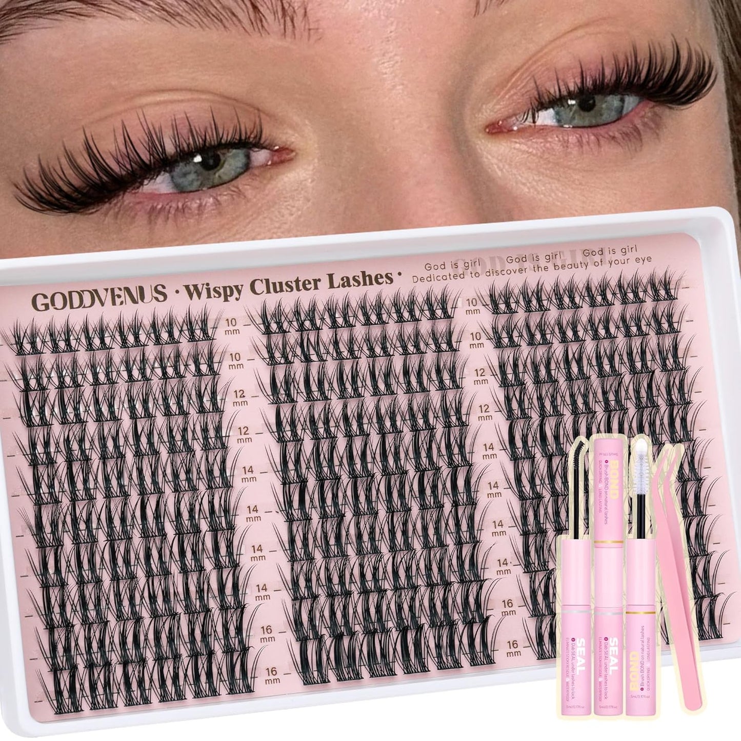 Manga Lash Clusters Kit Natural Wispy Cluster Eyelash Extensions Kit 180 Pcs Fairy C Curl Cluster Lashes 10-16mm Fluffy Lash Extensions Kit Anime Cosplay No Plastic Feel Individual Lash