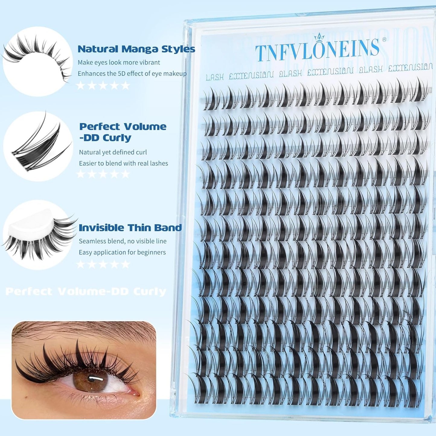 Fairy Lash Clusters Manga Eyelash Clusters Wispy Individual Lashes 10-16MM Natural Cluster Eyelash Extensions Anime Lash Extension DIY Eye Lashes Clusters C-Curly by TNFVLONEINS