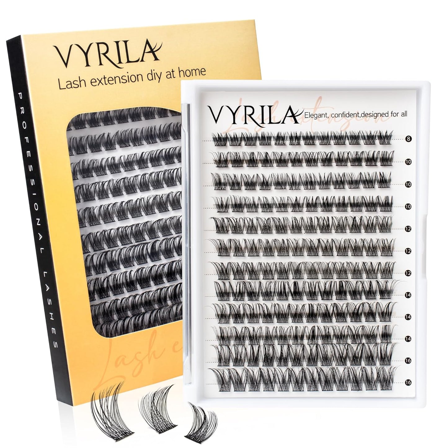 Lash Clusters 8-16mm, False Eyelashes 144pcs, Cluster Eyelash Extensions Matte Black Soft, Diy Lash Extensions D Curl Natural Lash Clusters Faux Mink Lashes Wispy๏ผSway,144pcs,0.07,D,8-16MIX)