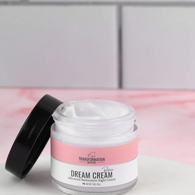 Dream Cream Menopause Skincare Night Cream - Wake Up Rested + Restored with Hyaluronic Acid, Niacinamide, Peptides, Melatonin and Magnesium. Overnight Face Mask by 2 See Transformation