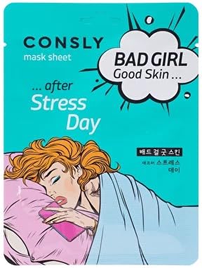 CONSLY_Bad Girl Good Skin Face Mask Set (4 pack), Hydrating and Revitalizing Mask Sheets for Tired, Stressed, and Dehydrated Skin, Bamboo Extract, Hyaluronic Acid, Snail Mucin, and Aloe