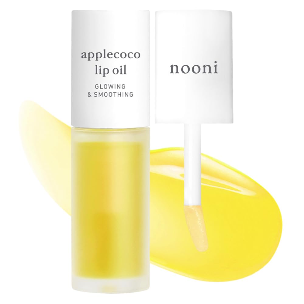 NOONI Korean Lip Oil - Applecoco | Lip Stain, Gift, Long-Lasting, Moisturizing, Plumping, Revitalizing for Dry Lips, Waterproof, No Peel Off, Korean Lip Tint, Clear Lips, Mother's Day, 0.12 Fl Oz