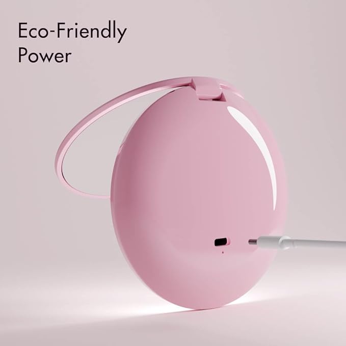 Fancii Mini Taylor Compact Magnifying Mirror with LED Light, 10x/1x, Rechargeable, 3 Light Settings, Dimmable - Small Lighted Travel Handheld Mirror for Pocket, Handbag, Purse, 2-Sided (Pink)