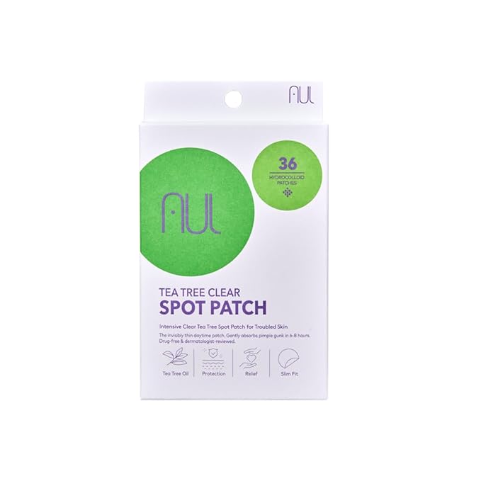 AUL Spot Patch Tea tree clear – Hydrocolloid Acne Pimple Patch for Fast Healing, Gentle on Skin, Invisible Wear, Dermatologist-Approved, Vegan-Friendly, 36 Count