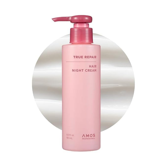 AMOS PROFESSIONAL True Repair Hair Night Cream l Overnight Hair Leave-in Conditioner, Hydrating & Deep Conditioning for Dry and Damaged Hair, 6.0 fl.oz