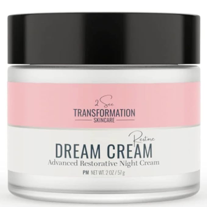 Dream Cream Menopause Skincare Night Cream - Wake Up Rested + Restored with Hyaluronic Acid, Niacinamide, Peptides, Melatonin and Magnesium. Overnight Face Mask by 2 See Transformation
