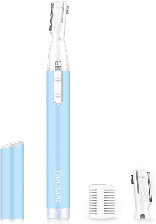 Eyebrow Trimmer, Precision Electric Eyebrow Razor for Women Battery-Operated Facial Hair Remover with Comb No Pulling Sensation Painless for Face Chin Neck, Upper-Lip, Peach-Fuzz
