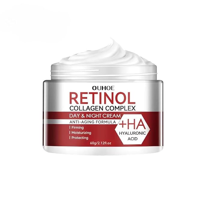 Korean Retinol Collagen Complex Cream, Advanced Day & Night Face Moisturizer with Vitamin C & Hyaluronic Acid, Anti-Aging & Acne Control for Men and Women (60g), Safe for All Skin Types
