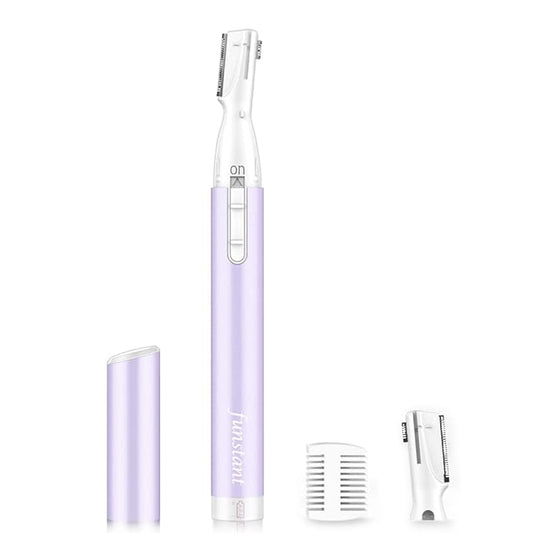 Upgraded Eyebrow Trimmer, Precision Electric Eyebrow Razor for Women Battery-Operated Facial Hair Remover with Comb No Pulling Sensation Painless for Face Chin Neck, Upper-Lip, Peach-Fuzz
