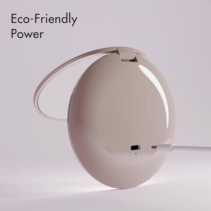 Fancii Mini Taylor Compact Magnifying Mirror with LED Light, 10x/1x, Rechargeable, 3 Light Settings, Dimmable - Small Lighted Travel Handheld Mirror for Pocket, Handbag, Purse, 2-Sided (Beige)