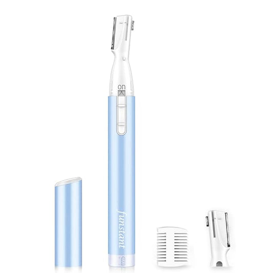 Upgraded Eyebrow Trimmer, Precision Electric Eyebrow Razor for Women Battery-Operated Facial Hair Remover with Comb No Pulling Sensation Painless for Face Chin Neck, Upper-Lip, Peach-Fuzz