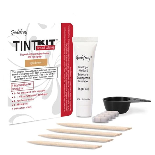 Godefroy Hair Color Kit for Spot Coloring Great For Small Areas Covers Up Gray Hairs Assorted Colors Available 4 Applicaion Kit, Light Brown, 1 Count