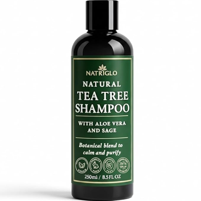 Organic Tea Tree Oil Shampoo | Anti Dandruff | Sulfate Free Shampoo for Itchy Scalp, Dry, Flaky Hair | Sensitive Scalp Care | Natural, Vegan, SLS Free, Cruelty Free | Women | Men