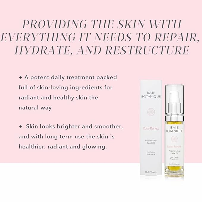 Baie Botanique Anti-Aging Facial Oil 30ml - Rose Absolute, Camelia, Borage, Evening Primrose, Abyssinian & Amla Oil - 100% Natural, 90% Organic