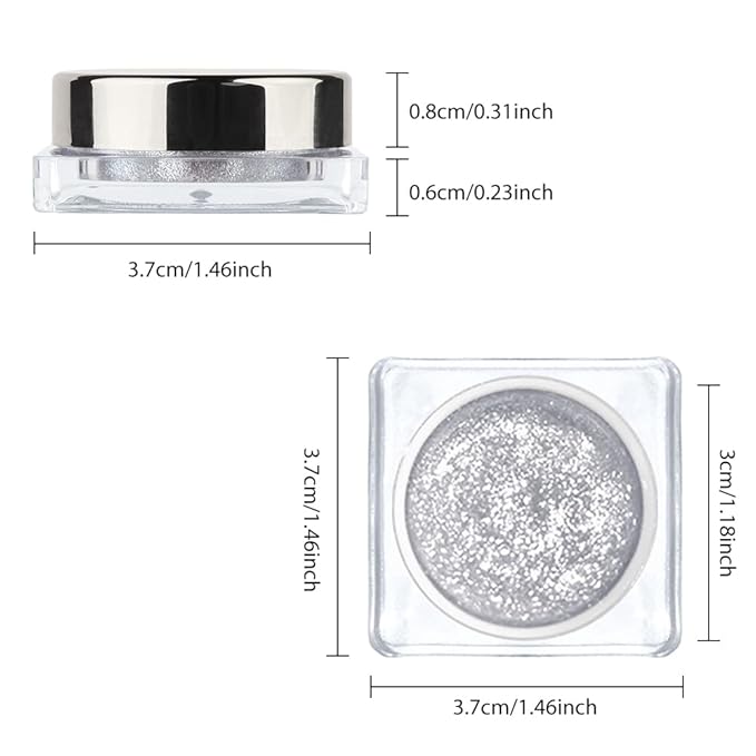 Single Glitter Eyeshadow, Shimmer Eyeshadow Palette, Korean Eye Glitter Makeup, Ultra-Blendable, Sparkle Silver Eye Shadow, Single Shade Metallic Pigmented, (Silver)