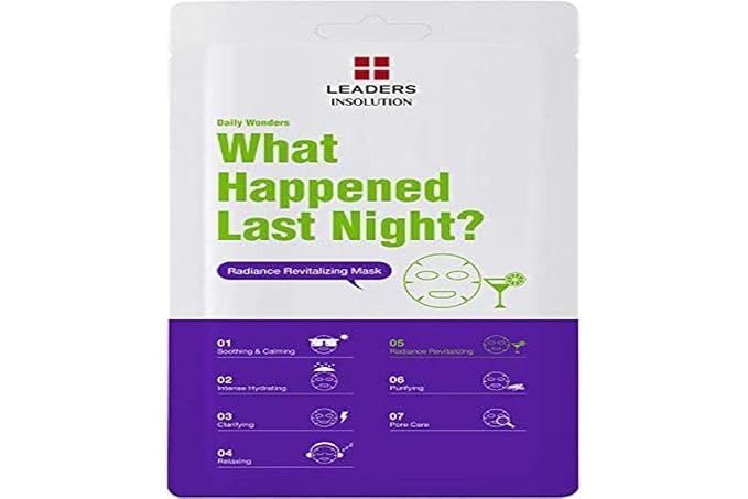 Leaders Insolution Daily Wonders What Happened Last Night? Facial Mask Sheet Radiance Revitalizing Hydrating Korean Skincare (1 Sheets)