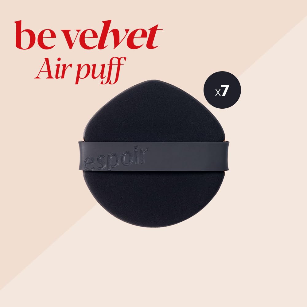 Espoir Be Velvet Air Puff 7ea | Flawless Face Makeup Fast and Easily | Makeup Sponge Applicator Air Cushion Powder Puff for Liquid Foundation, Cream, Powder, Concealer | Korean Base Makeup Tools