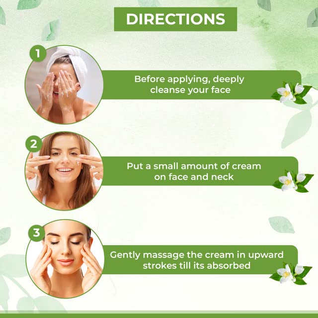 Organic Night Moisturizer For Women Anti Aging With Jasmine Neroli, Natural Crepey Skin Cream For Aging Skin, Ayurveda Products Suitable For All Skin Type - 1.76 fl oz