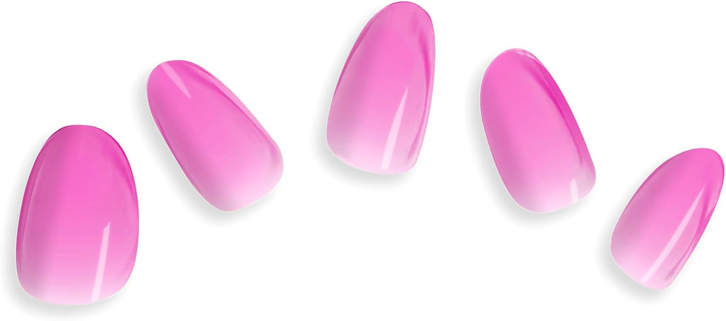 Semi Cured Gel Nail Strips - Minimalist Ombre Nail Polish Wraps, Works with Any UV Lamp - Long Lasting Easy Salon Manicure - 24pcs with 2 Prep Pads, Nail File & Cuticle Stick (Grape Soda)