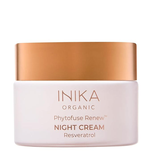 INIKA Organic Phytofuse Renew™ Night Cream | Nourishing Anti-Aging overnight skin repair cream with Natural and Vegan ingredients 50 ml