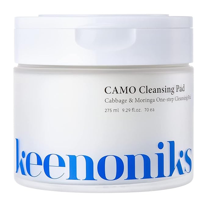 Dual Texture Cleansing Pads with Facial Essence 70ea Large Value Pack- Cabbage & Moringa Wipes for Quick Cleansing, Makeup Remover, Mild Exfoliator | Korean Skincare - (9.29Oz)