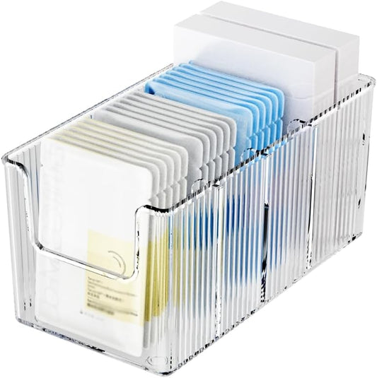 Extra Thick Acrylic Makeup Organizer with Removable Dividers - Waterproof Bathroom Storage for Sheet Masks/Essences/Cosmetics, Clear Visible Design, Space-Saving Vanity Organizer