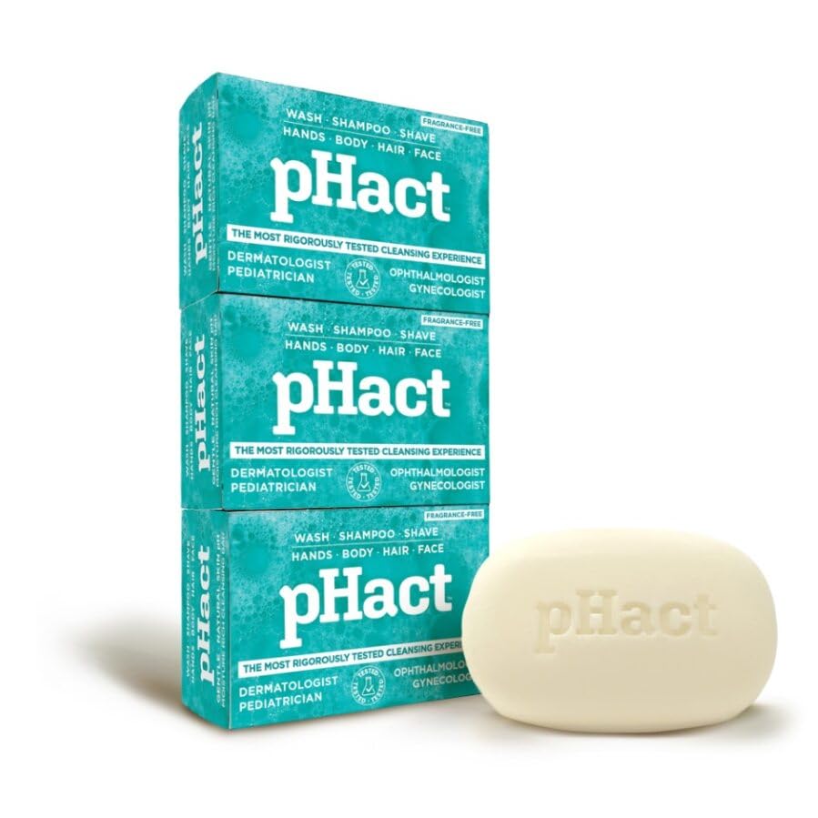 ANDREW LESSMAN pHact Moisture-Rich, Soap-Free Cleansing Bar. Natural Skin pH. Fragrance-Free. All Skin Types - Even Sensitive Skin. Hypoallergenic. Dermatologist Tested. 3 Pack 4.25 oz each