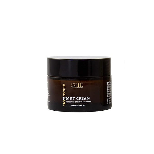 SHE Aromatherapy Argan Oil Night Cream 1.69fl oz - Nourishing and Hydrating, Smooths, Soothes and Softens, Organic Argan Oil, Vitamin E. Australian Made.