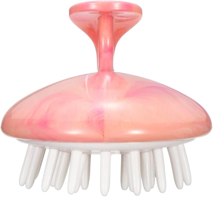 Shampoo Massager Brush, Scalp Massager and Exfoliator Features Soft Bristles to Aid in Dandruff Relief, Increase Circulation, Stimulate Hair Growth for Healthy Looking Hair (Pink Marble)