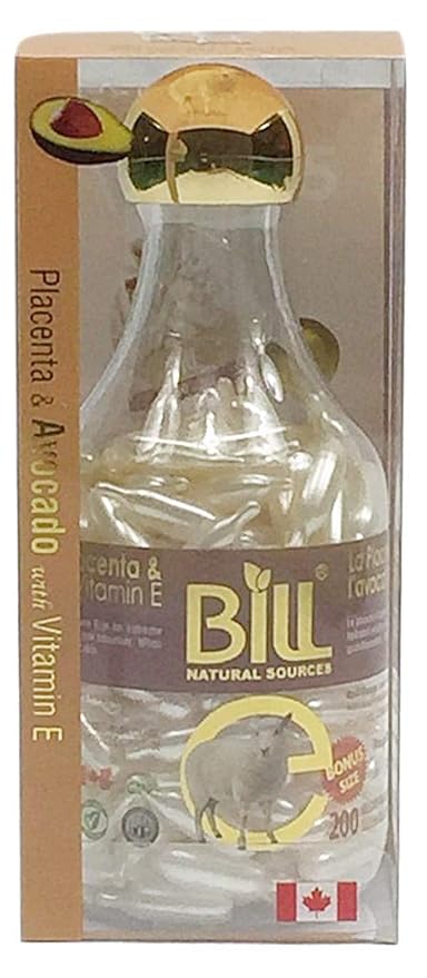 Lamb Placenta & Avocado with Vitamin E Facial Oil, 200 Gelcaps, Bill Natural Sources
