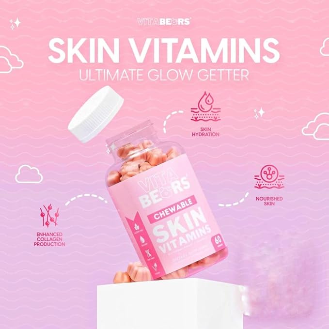 Vitabears Skin Vitamins Type 1 & 3 Collagen Peptides - 60 Gummies