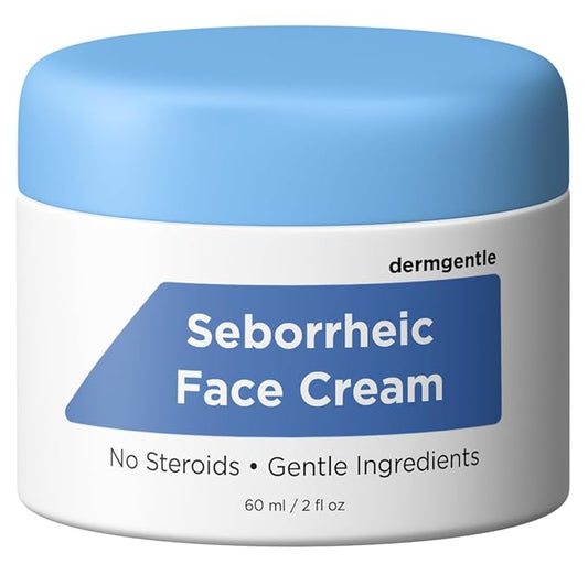 Seborrheic Dermatitis Face Cream for Sensitive Skin - Hydrates & Supports the Skin Barrier with MCT Oil, Squalane - Moisturizing Face, Scalp and Body Cream - No Steroids, Gentle Ingredients