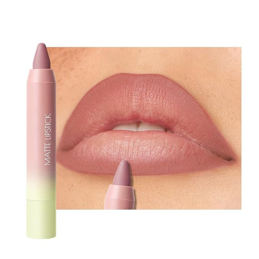 Matte Lip Lipstick Crayon Lip Liner Thick Pencil, High-Pigment Outline lips, Non-sticky Matte Velvet Texture, Waterproof & Smudge-Proof Longwear Pigmented, Fit for all tones 01#