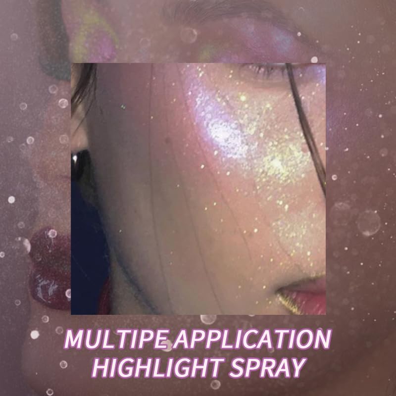 USHAS Body Glitter Spray 3.72 fl.oz - Temporary Body Shimmer Spray for Face, Hair, Clothing, Long Lasting Quick-Drying Shiny for Music Festival Rave (03)