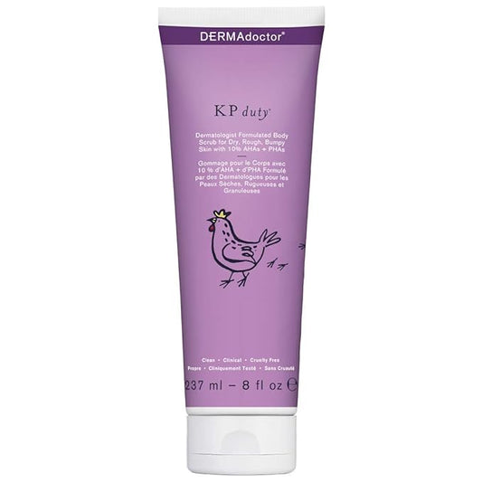 DERMAdoctor KP Duty Body Scrub Dermatologist Formulated Exfoliant for Keratosis Pilaris and Dry, Rough, Bumpy Skin with 10% AHAs + PHAs, 8 fl oz