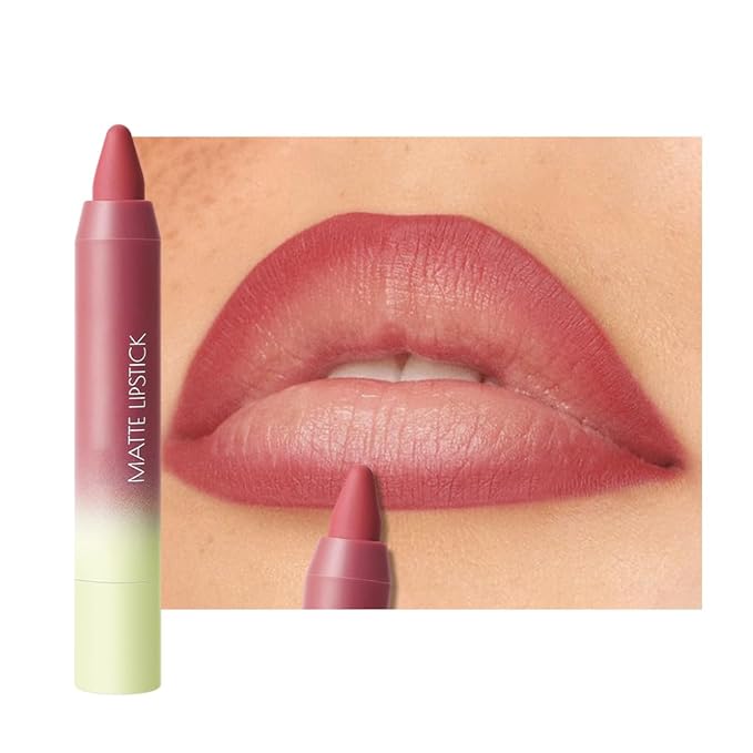Matte Lip Lipstick Crayon Lip Liner Thick Pencil, High-Pigment Outline lips, Non-sticky Matte Velvet Texture, Waterproof & Smudge-Proof Longwear Pigmented, Fit for all tones 03#