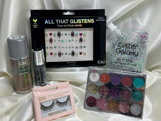 Face, Body & Hair Glitter Gel – Halloween Glitter for Kids and Women – 3 Oz Cosmetic-Grade Gel w/Moon & Stars for Festivals & Halloween Party, Easy Apply & Wash Off - Unicorn 6Pack