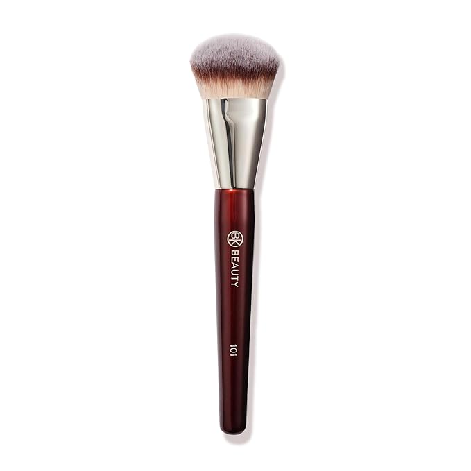 BK BEAUTY BRUSHES - 101 CONTOURED FOUNDATION BRUSH - Contoured Foundation Brush - Foundation Makeup Brushes - Face Brush For Liquid Or Cream Foundations
