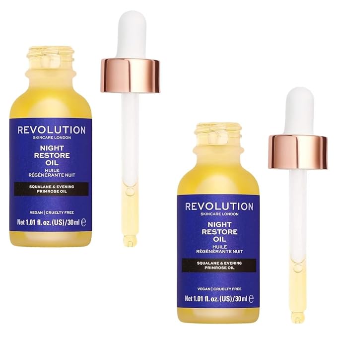 Pack of 2 Skincare Revolution Beauty Night Restore Oil, Squalane & Evening Primrose Oil