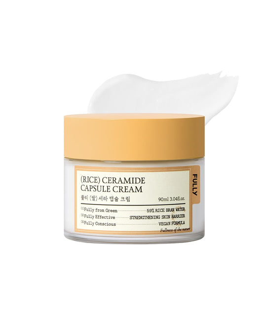 FULLY Rice Ceramide Moisturizing Cream – Deep Hydration Korean Facial Cream with Rice Bran Extract & Ceramide, Strengthens Barrier, Glowing Skin, Fragrance-Free, Vegan& Dermatologist Tested 3.04 fl.oz