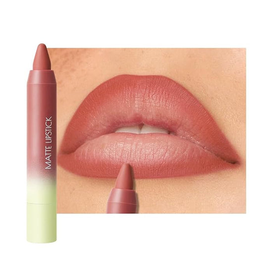 Matte Lip Lipstick Crayon Lip Liner Thick Pencil, High-Pigment Outline lips, Non-sticky Matte Velvet Texture, Waterproof & Smudge-Proof Longwear Pigmented, Fit for all tones 02#