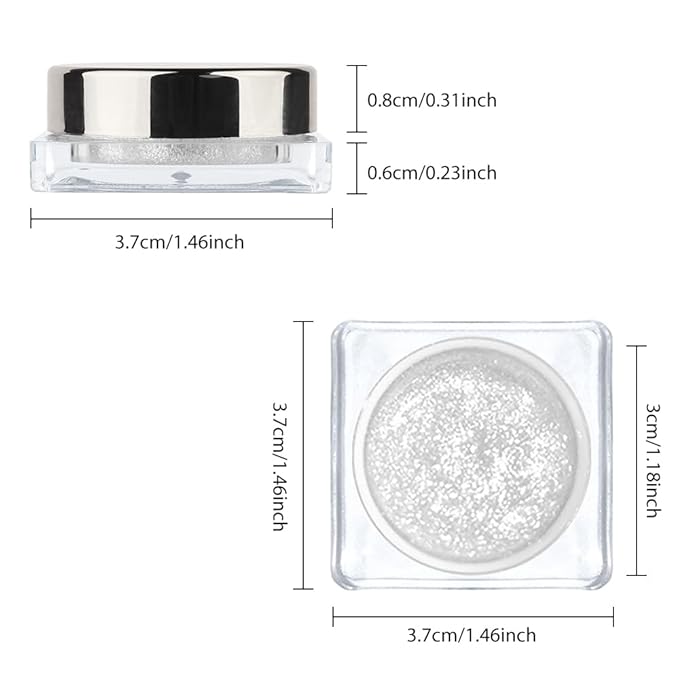Single Glitter Eyeshadow, Shimmer Eyeshadow Palette, Korean Eye Glitter Makeup, Ultra-Blendable, Sparkle Silver Eye Shadow, Single Shade Metallic Pigmented (Sparkle white)