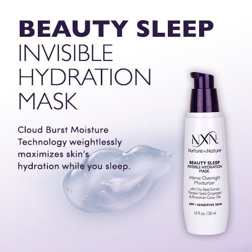 NXN Beauty Sleep Invisible Overnight Moisturizer Super Hydrating Face Mask Natural Anti-Aging Formula for Dry/Sensitive Skin, 1 Fl Oz…